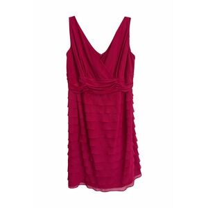 S.L. Fashions Berry Chiffon Tiered Cocktail Dress V-Neck Sleeveless NWT MSRP $70